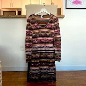 Missoni Valentino S.P.A Multicolor pink, brown, and gold dress